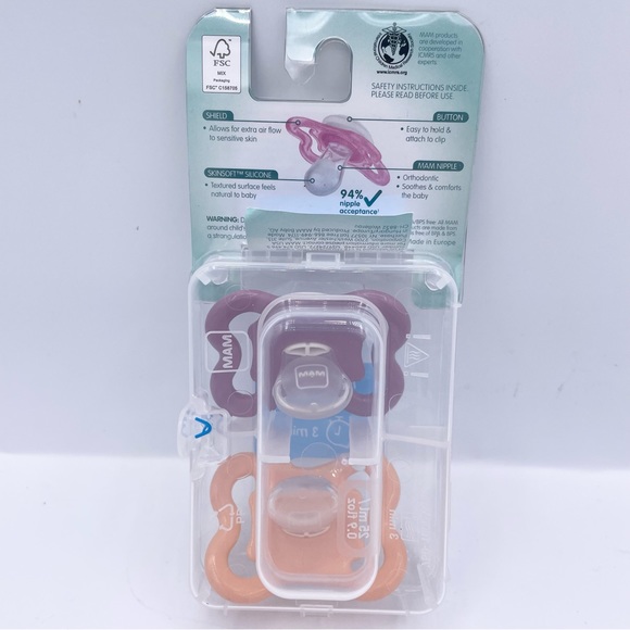 MAM 2pk silicone pacifier baby girl 0-6 months - Picture 3 of 6